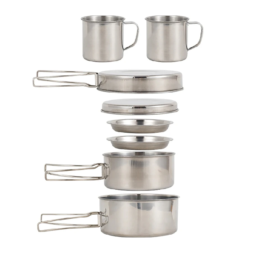 Kitchen Baking Pan Set - 8-teiliges Camping-Kochgeschirr-Set aus Edelstahl mit Töpfen,