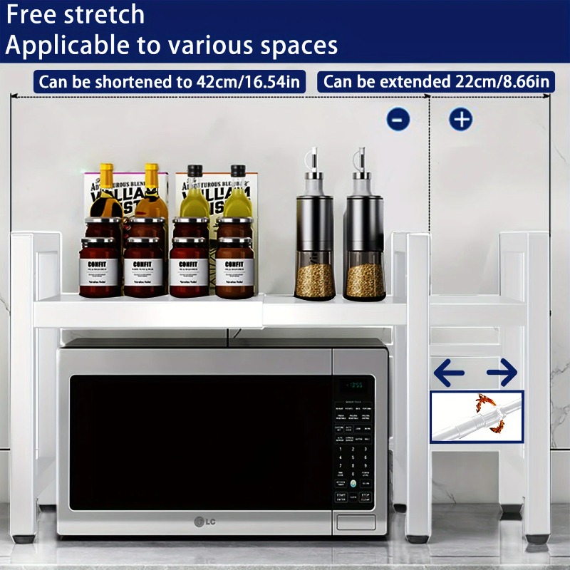 Kitchen Baking Organization - Verstellbares 40-64cm Ausziehbares Mikrowellenregal - Küchen-Aufbewahrungsregal
