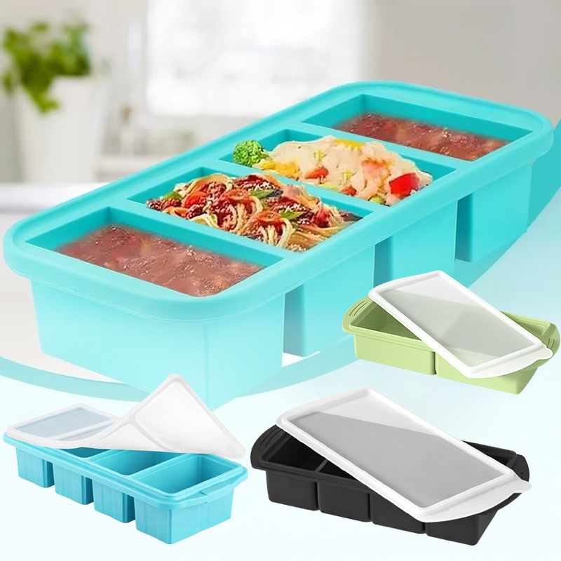 Kitchen Baking Organization - Große Silikon-Eiswürfelform mit Deckel, Lebensmittel-Aufbewahrungsbehälter für