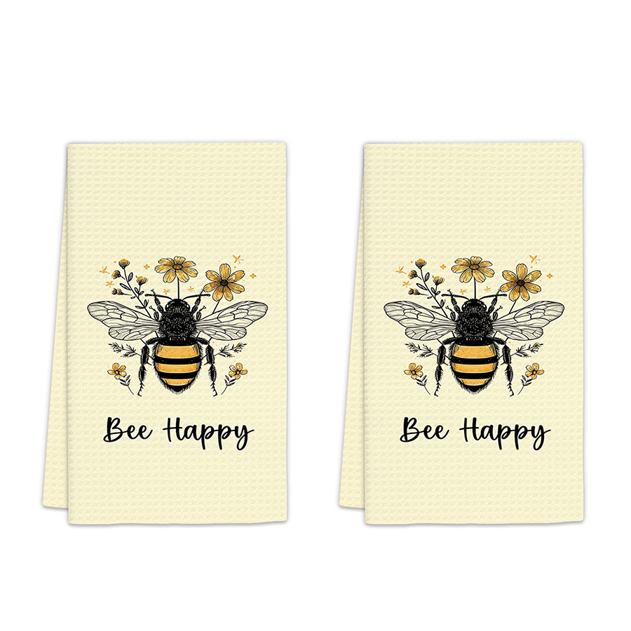Kitchen Baking Must Haves - 2 Stück, Summer Bee Happy Küchentücher,