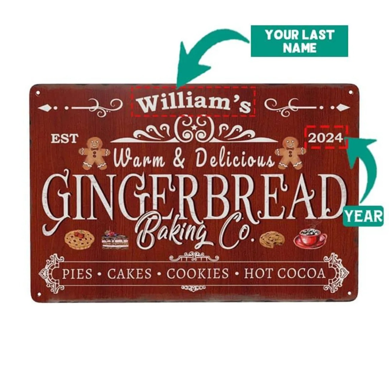 Kitchen Baking Decor - 1 Stück personalisiertes Gingerbread Baking Co.