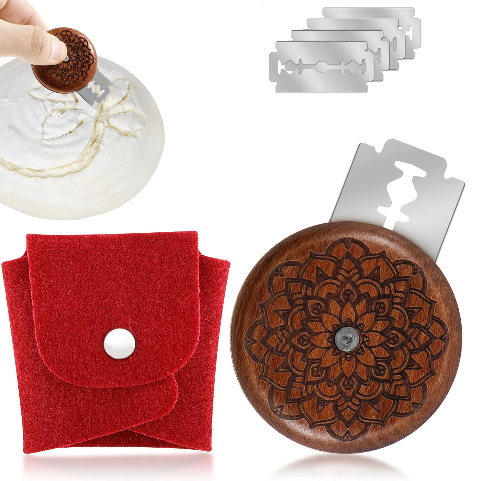 Dough Scraper Curved - Brot Lame Teig Partitur Schneidwerkzeuge Holzschaber