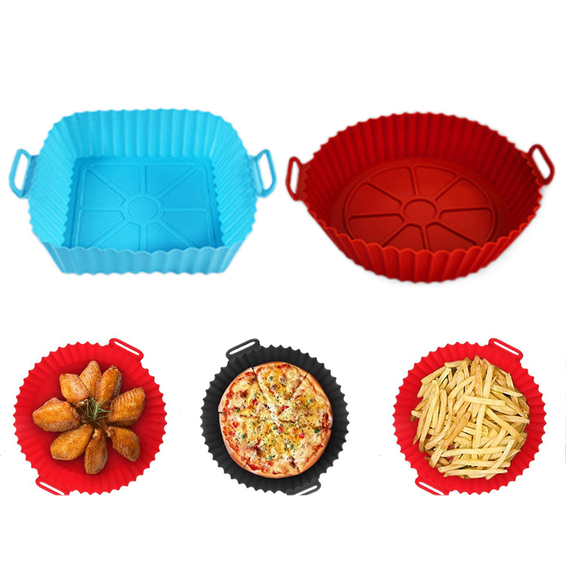 Kitchen Baking Tray - Silikon-Fritteusenform, Luftfritteusen-Silikon-Einlagen, wiederverwendbare Backform, antihaftbeschichtete Pizzapfanne,