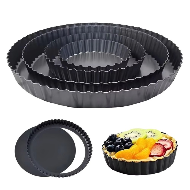 Kitchen Baking Products - 1 Stück Abnehmbare Geriffelte Tarteform Antihaft-Kohlenstoffstahl