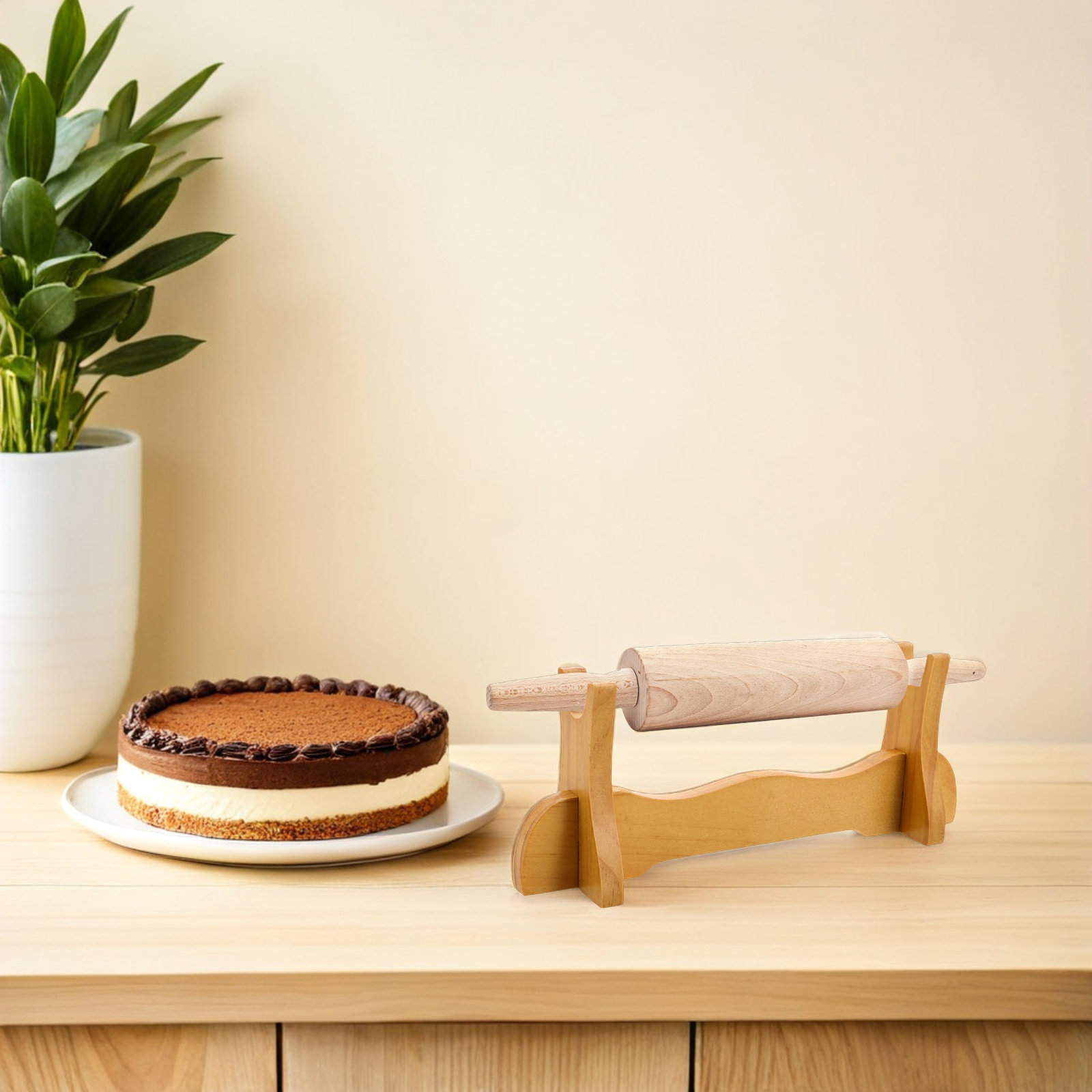 Holz-Teigrollenhalter für die  – Kitchen Baking Organization Bewertung und Preis