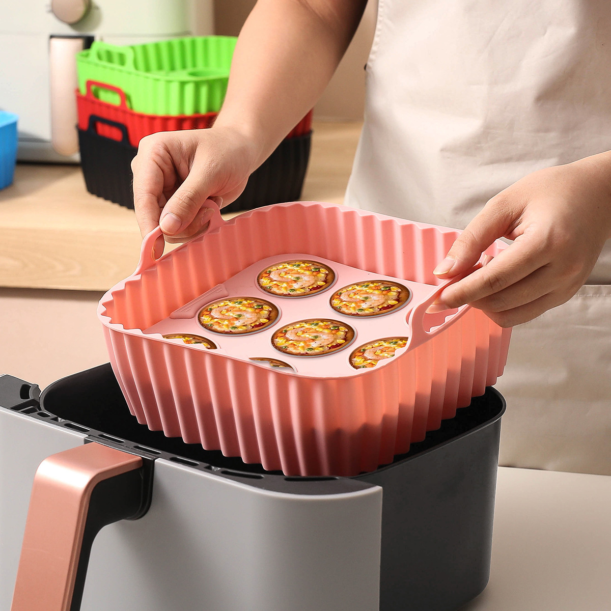 2-teiliges Silikon-Heißluftfri – Kitchen Baking Pan Set Bewertung und Preis